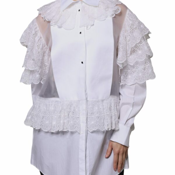 Dolce & Gabbana White Cotton Poplin Shirt Dress Blouse Top
