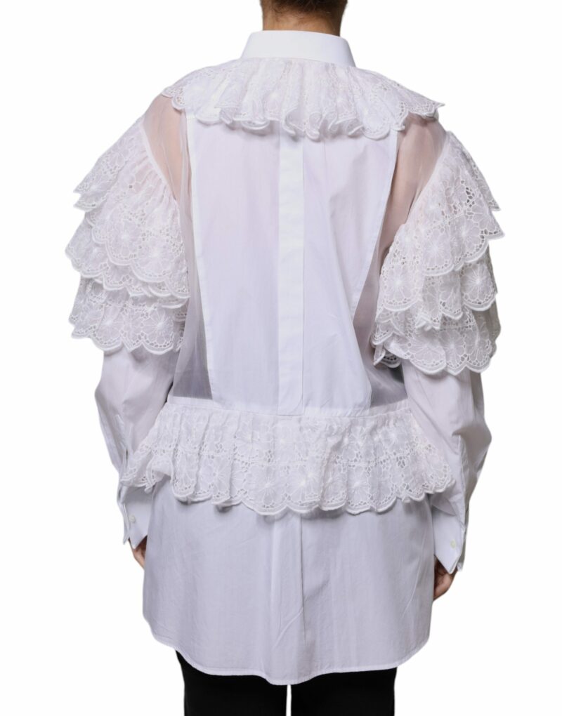 Dolce & Gabbana White Cotton Poplin Shirt Dress Blouse Top - Image 3