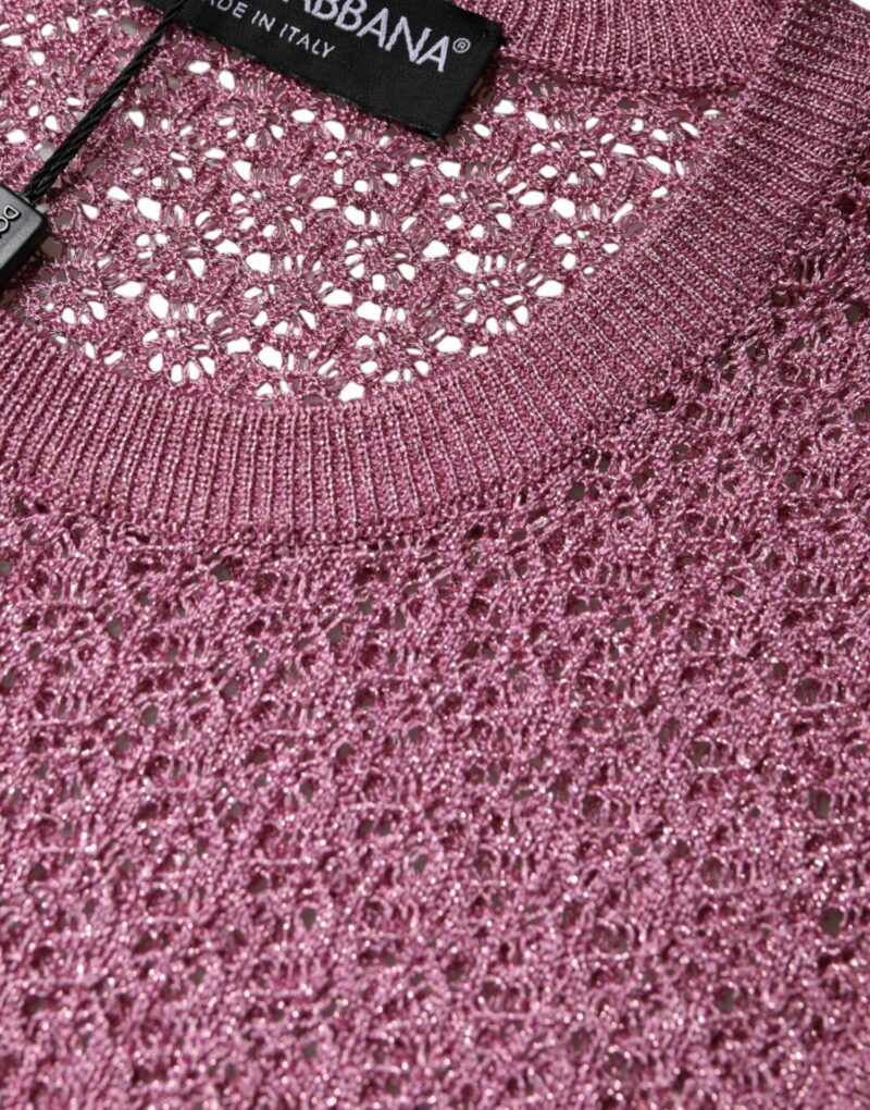 Dolce & Gabbana Pink Mesh See Through Sleeveless Tank Top - Image 6