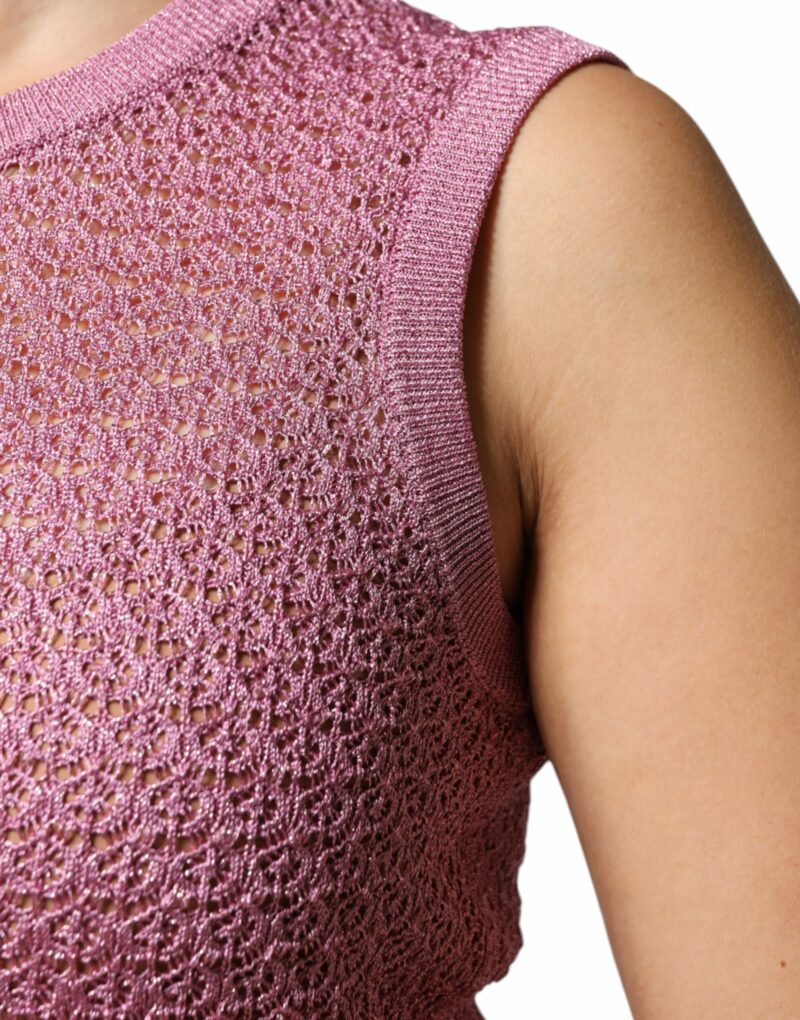 Dolce & Gabbana Pink Mesh See Through Sleeveless Tank Top - Image 8