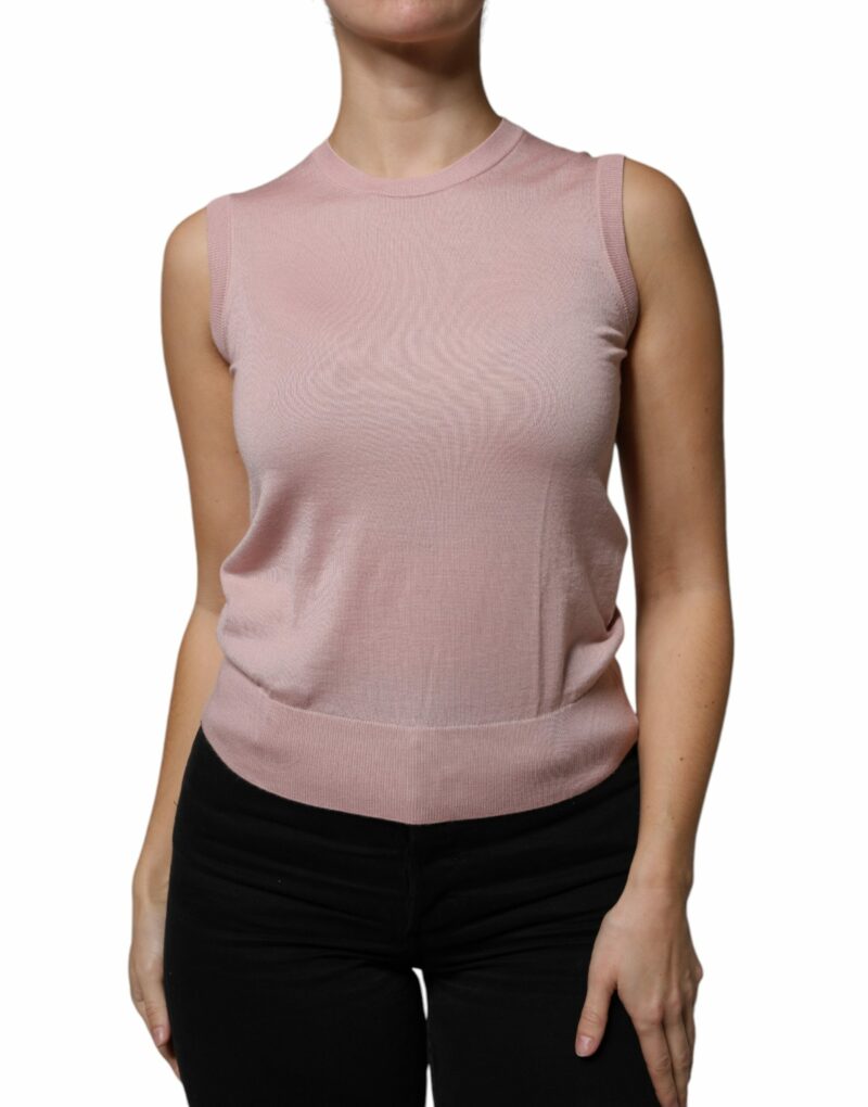 Dolce & Gabbana Pink Cashmere Knitted Sleeveless Tank Top - Image 2