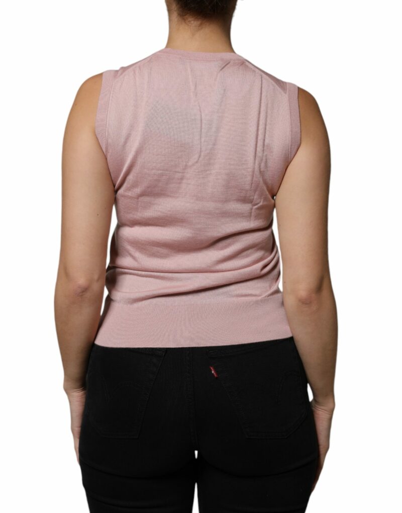 Dolce & Gabbana Pink Cashmere Knitted Sleeveless Tank Top - Image 4
