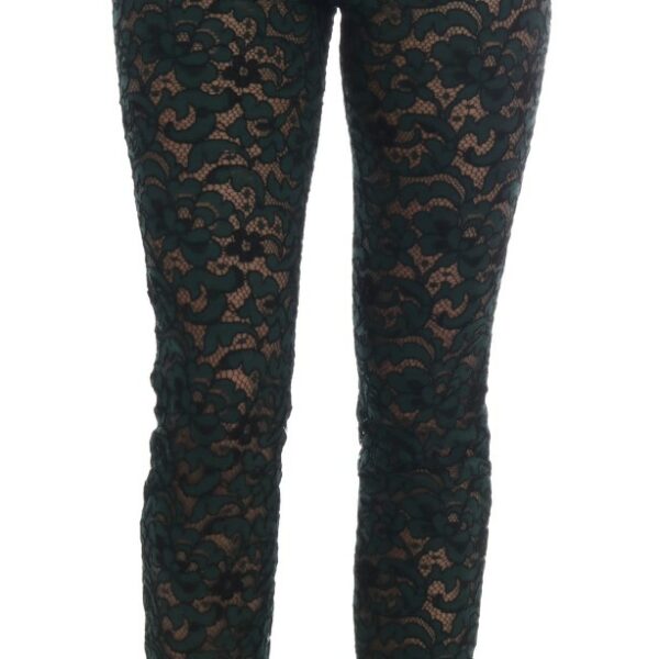 Dolce & Gabbana High Waist Floral Lace Slim Trousers
