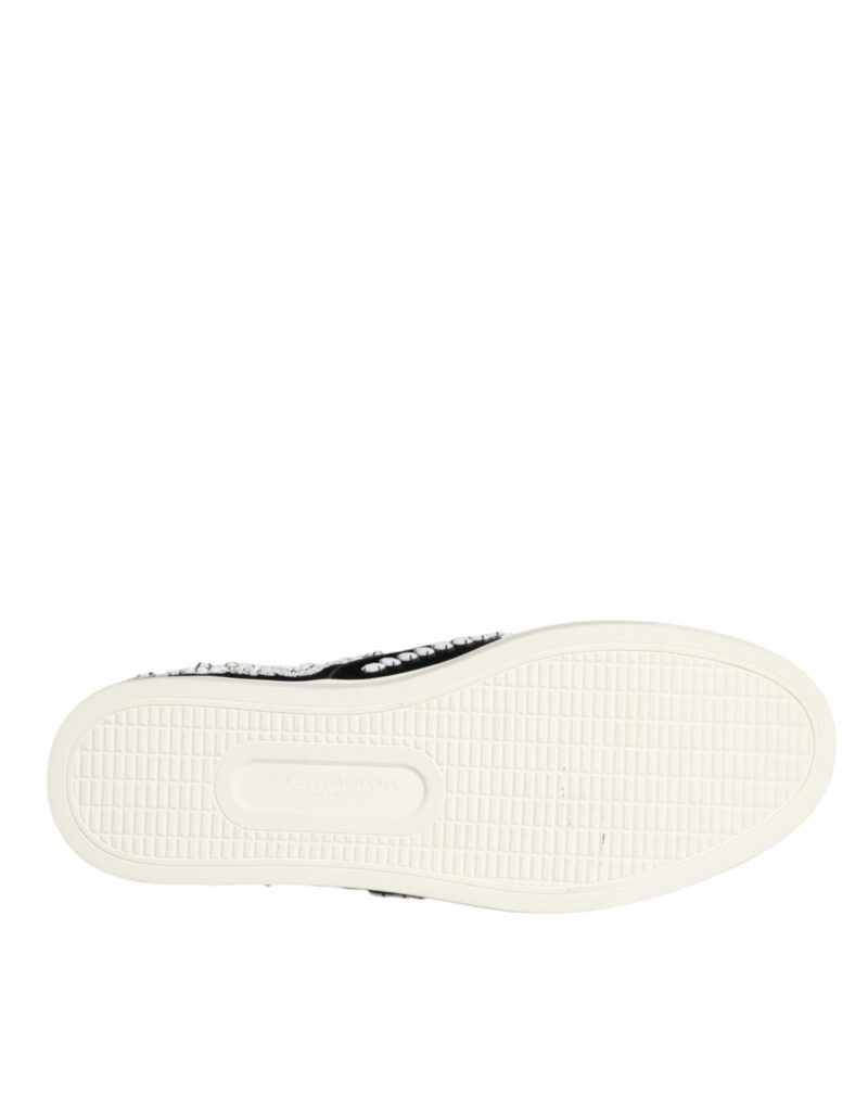 Dolce & Gabbana Black Embellished London Men Slip On Shoes - Image 8