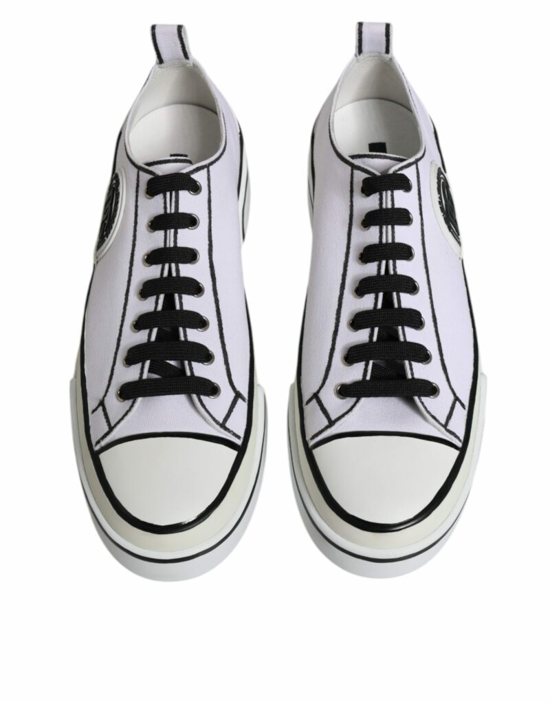Dolce & Gabbana White Logo Canvas Low Top Men Sneakers Shoes - Image 3