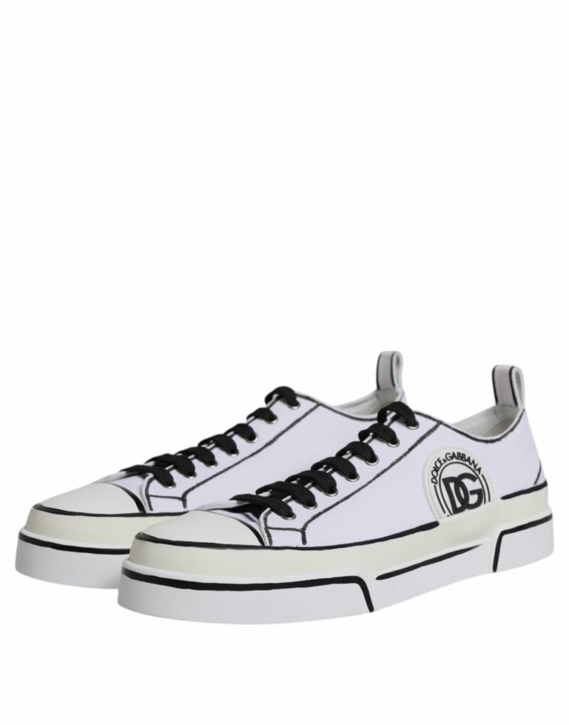 Dolce & Gabbana White Logo Canvas Low Top Men Sneakers Shoes - Image 4