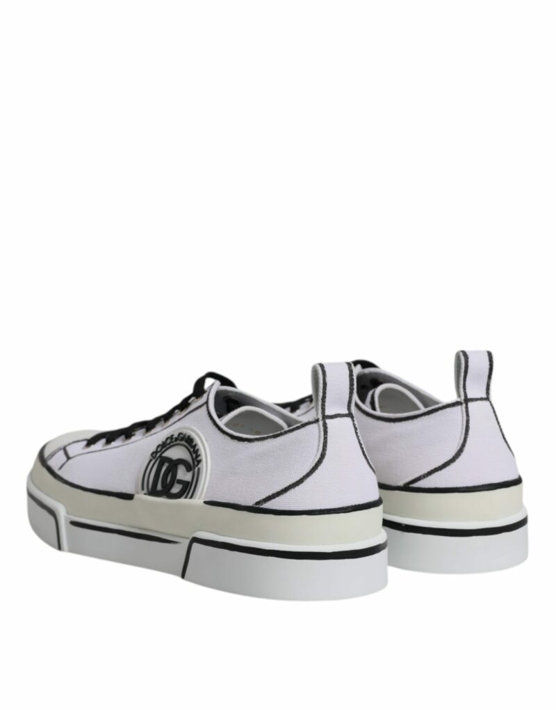 Dolce & Gabbana White Logo Canvas Low Top Men Sneakers Shoes - Image 5