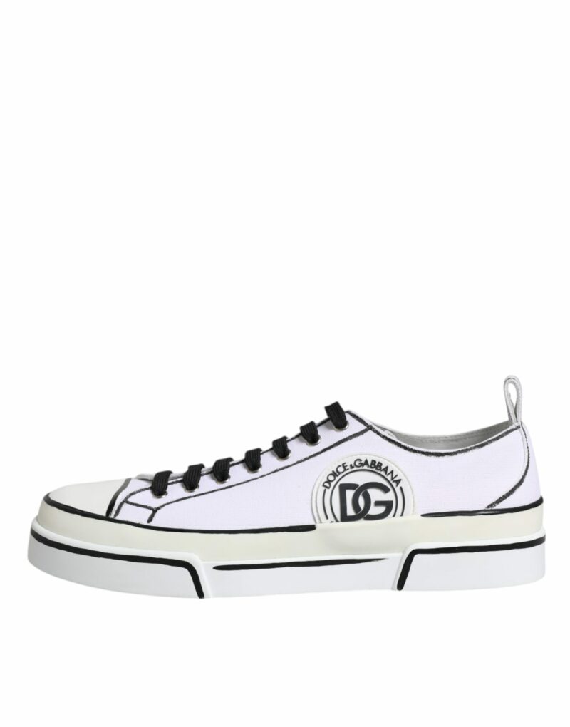 Dolce & Gabbana White Logo Canvas Low Top Men Sneakers Shoes - Image 6