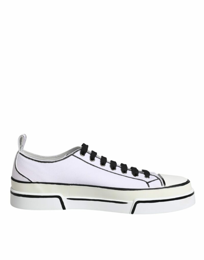 Dolce & Gabbana White Logo Canvas Low Top Men Sneakers Shoes - Image 7