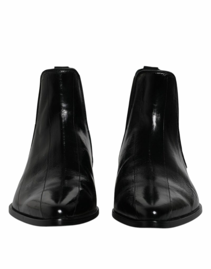 Dolce & Gabbana Black Leather Chelsea Men Ankle Boots Shoes - Image 2