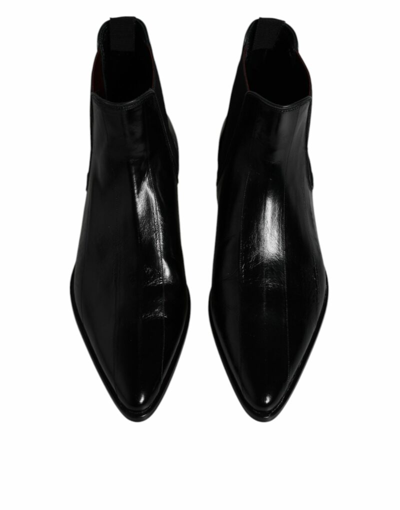 Dolce & Gabbana Black Leather Chelsea Men Ankle Boots Shoes - Image 3