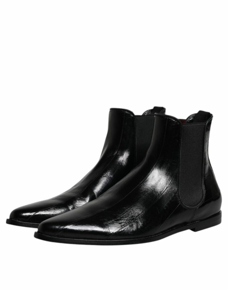 Dolce & Gabbana Black Leather Chelsea Men Ankle Boots Shoes - Image 4