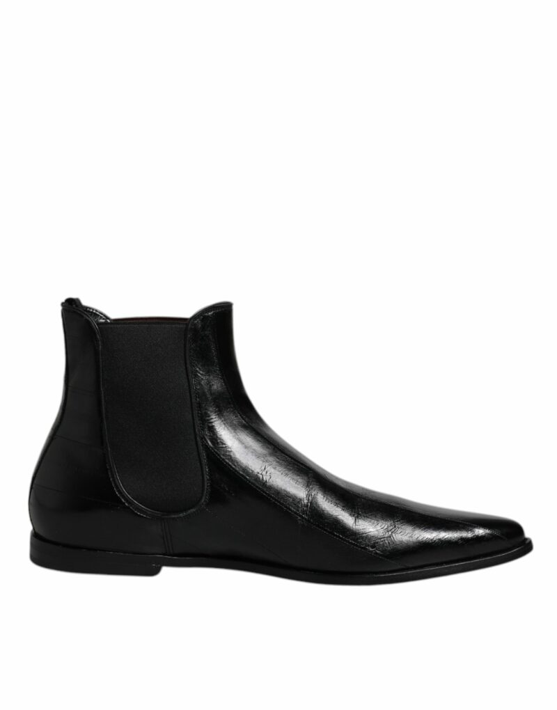Dolce & Gabbana Black Leather Chelsea Men Ankle Boots Shoes - Image 7