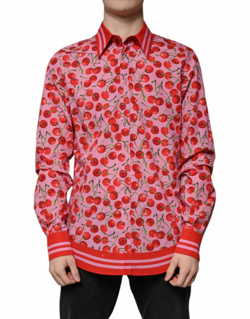 Dolce & Gabbana Pink Cherry Cotton Formal MARTINI Dress Shirt - Image 2