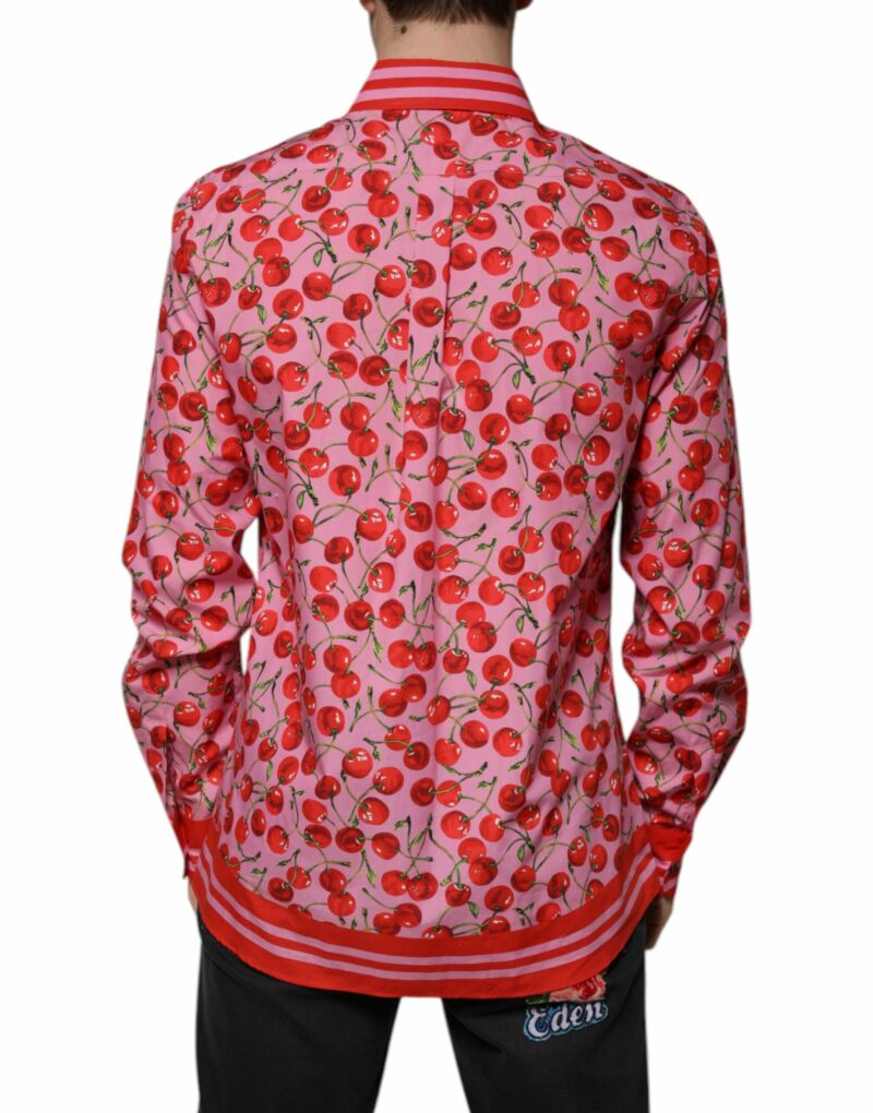 Dolce & Gabbana Pink Cherry Cotton Formal MARTINI Dress Shirt - Image 4
