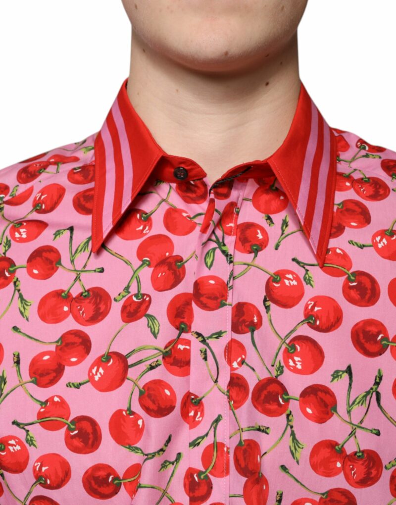 Dolce & Gabbana Pink Cherry Cotton Formal MARTINI Dress Shirt - Image 5