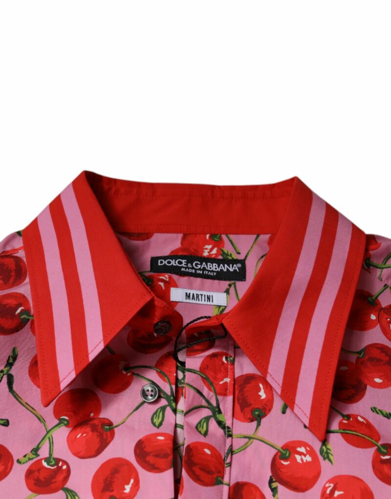 Dolce & Gabbana Pink Cherry Cotton Formal MARTINI Dress Shirt - Image 7