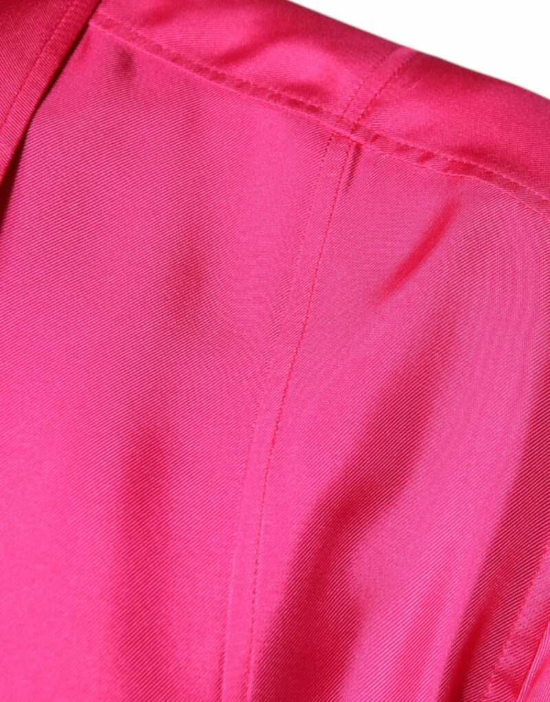 Dolce & Gabbana Pink Silk Collared Button Down Men Shirt - Image 6