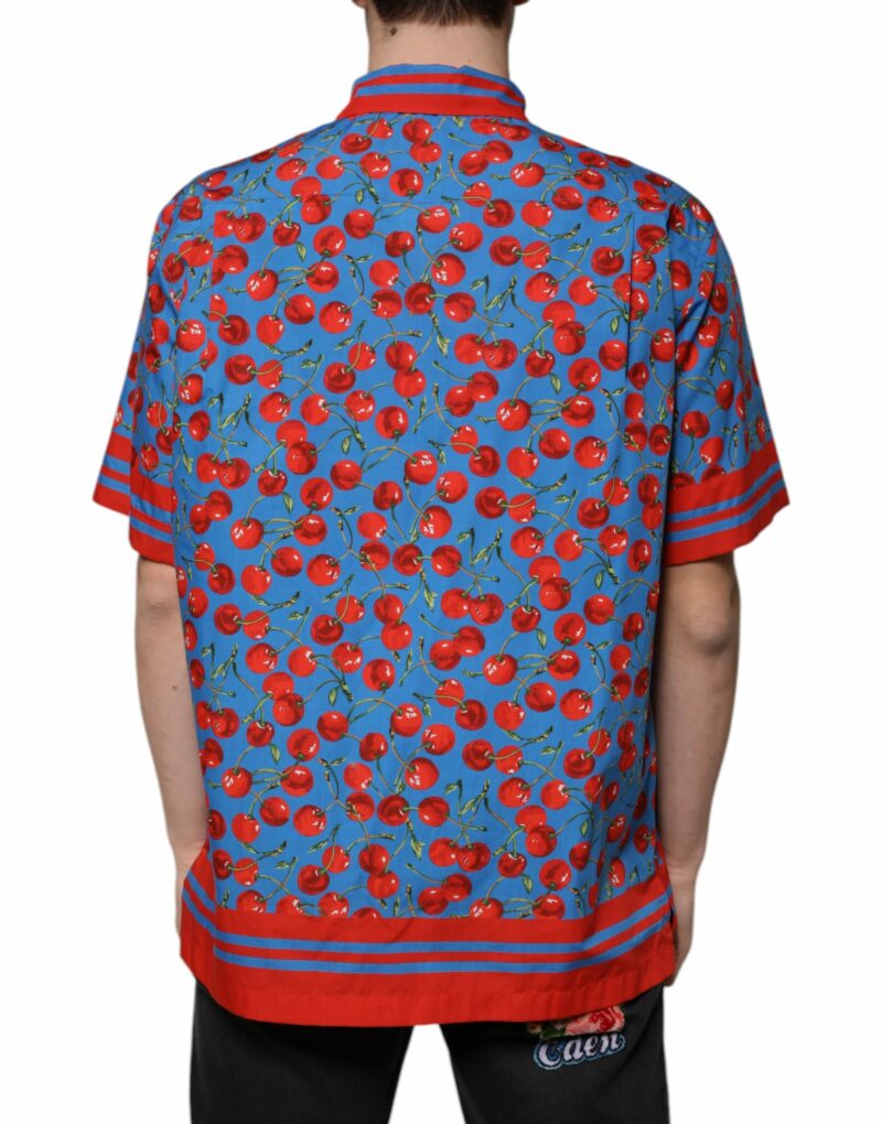 Dolce & Gabbana Blue Cherry Cotton Button Down Casual Shirt - Image 4