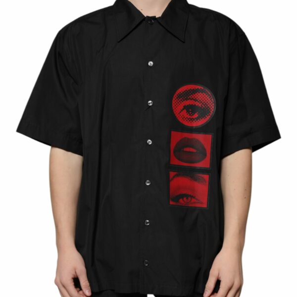 Dolce & Gabbana Black Eye Lip Cotton Button Down Men Shirt