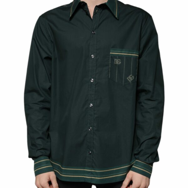 Dolce & Gabbana Green Logo Long Sleeve MARTINI Casual Shirt