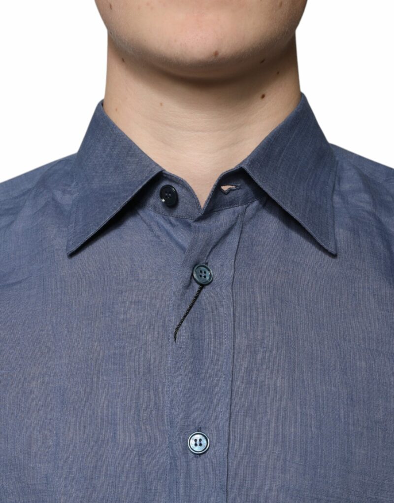 Dolce & Gabbana Blue Logo Long Sleeve Button Down Casual Shirt - Image 5