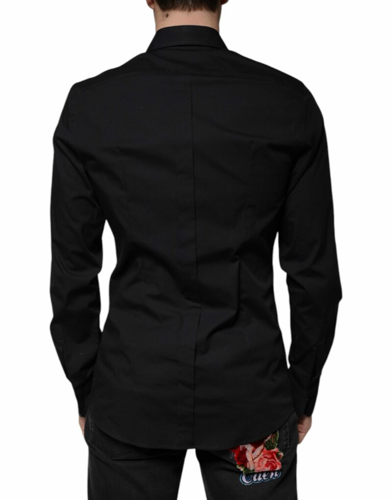 Dolce & Gabbana Black Eye Patch Long Sleeve GOLD Dress Shirt - Image 4