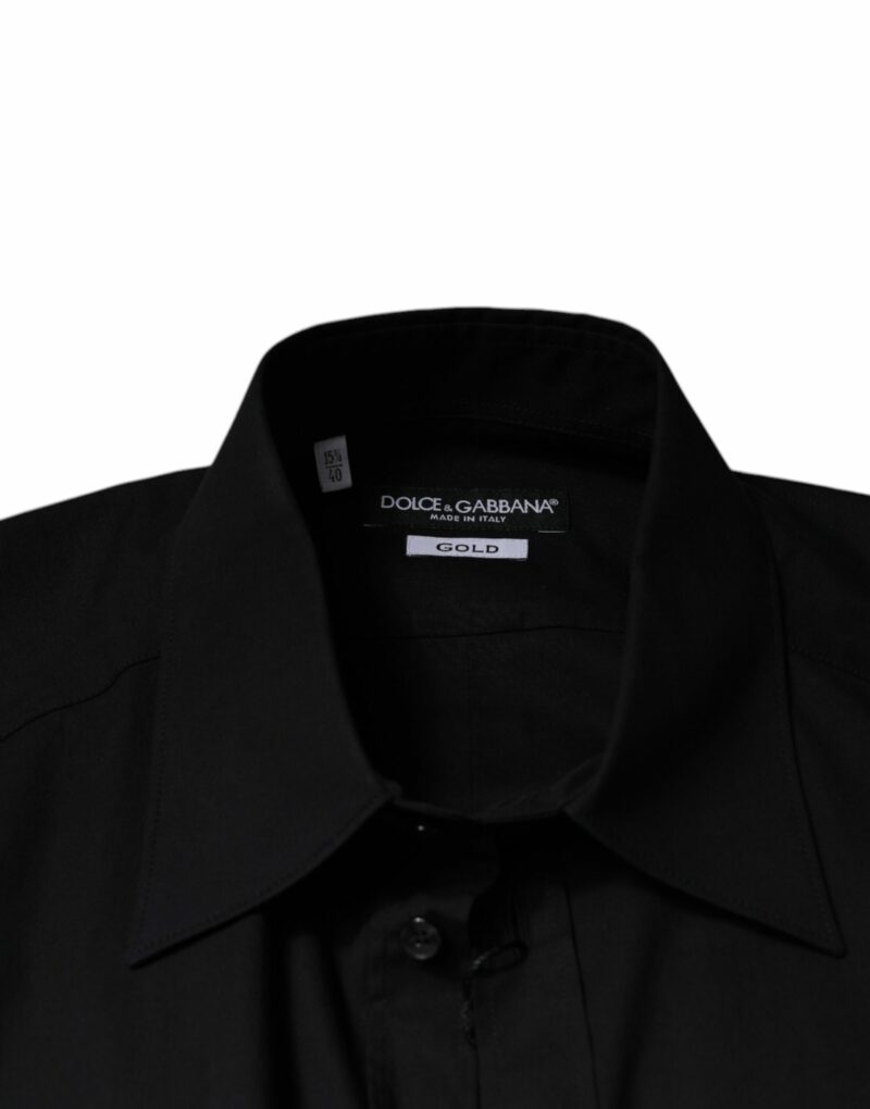 Dolce & Gabbana Black Eye Patch Long Sleeve GOLD Dress Shirt - Image 7