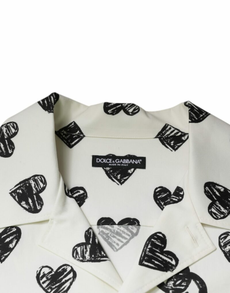 Dolce & Gabbana White Heart Print Short Sleeve Casual Shirt - Image 7