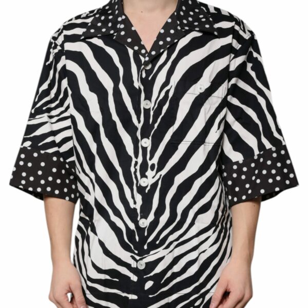 Dolce & Gabbana Black White Zebra Button Down Oversize Shirt