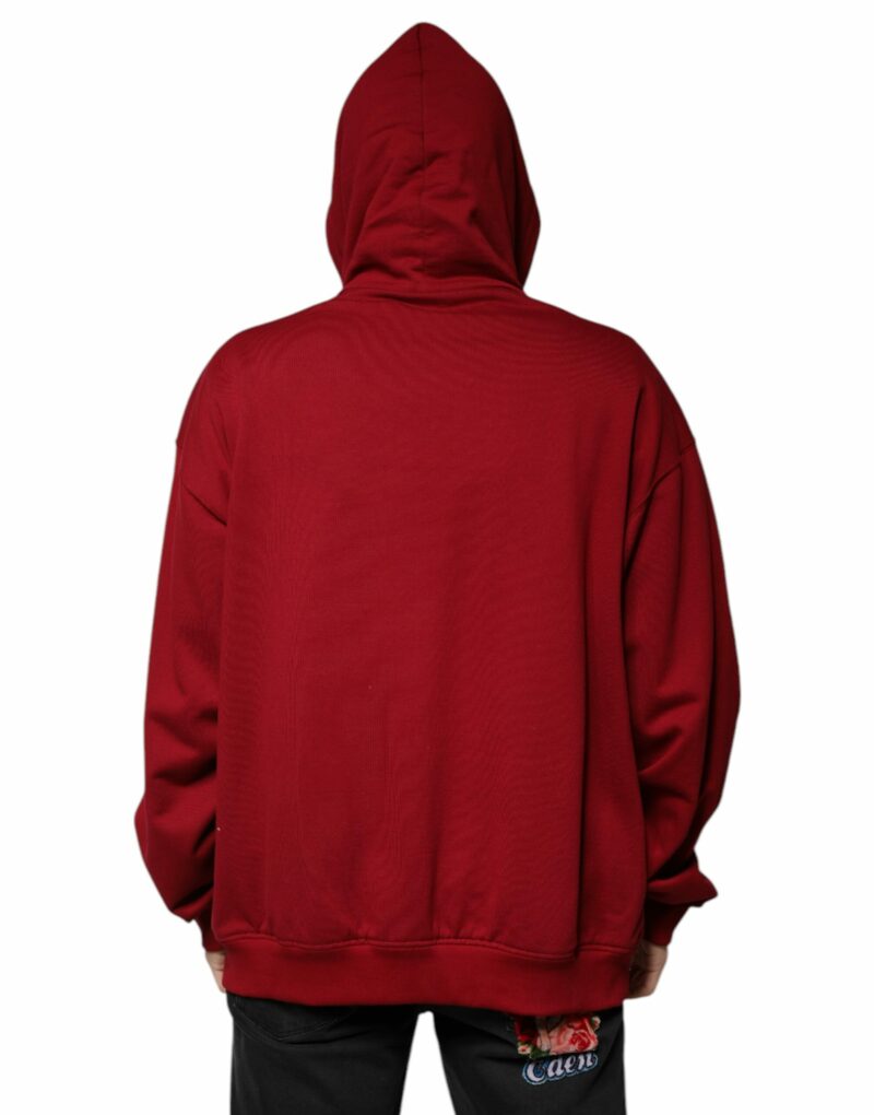 Dolce & Gabbana Red Cotton Hooded Zip Sweatshirt Sweater - Image 4