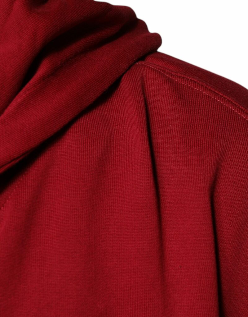 Dolce & Gabbana Red Cotton Hooded Zip Sweatshirt Sweater - Image 6