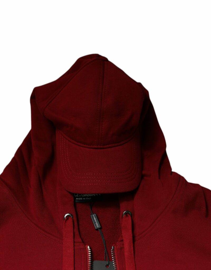 Dolce & Gabbana Red Cotton Hooded Zip Sweatshirt Sweater - Image 7