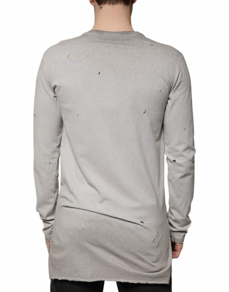 Dolce & Gabbana Gray Printed Cotton Crewneck Pullover Sweater - Image 4