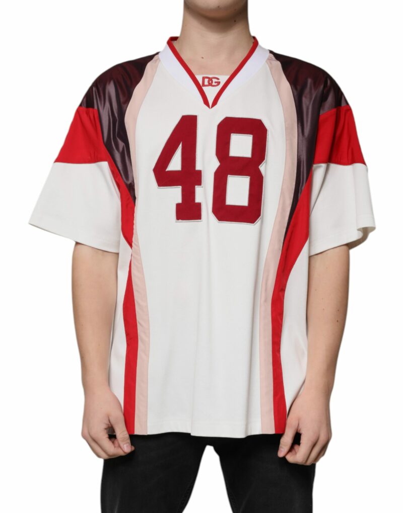 Dolce & Gabbana Multicolor Logo Jersey Cotton V-neck T-shirt - Image 2