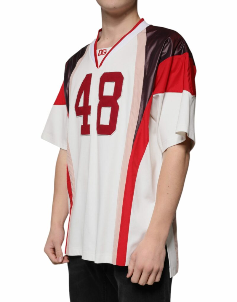 Dolce & Gabbana Multicolor Logo Jersey Cotton V-neck T-shirt - Image 3