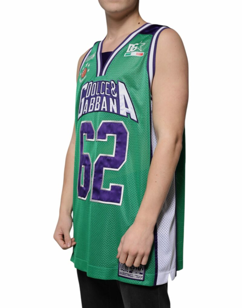 Dolce & Gabbana Green Polyester Jersey Sleeveless T-shirt - Image 3