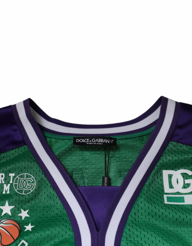 Dolce & Gabbana Green Polyester Jersey Sleeveless T-shirt - Image 6