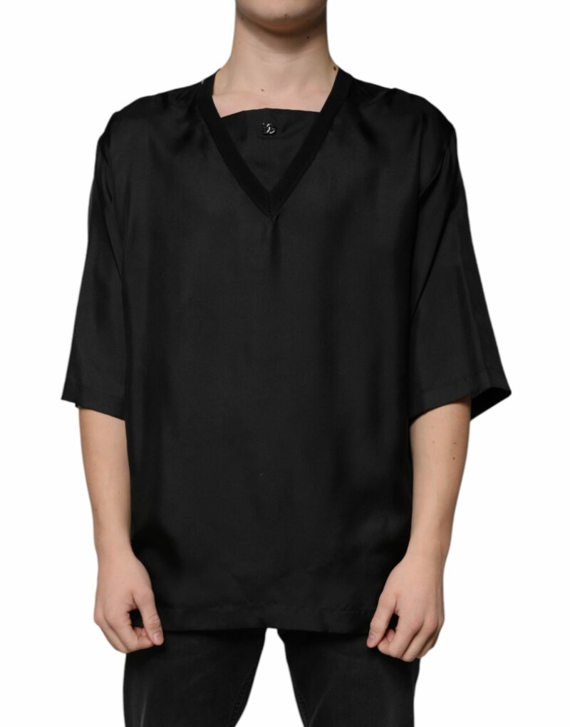 Dolce & Gabbana Black Cotton Square Neck Short Sleeve T-shirt - Image 2