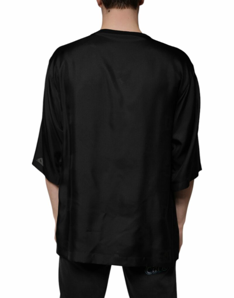 Dolce & Gabbana Black Cotton Square Neck Short Sleeve T-shirt - Image 4
