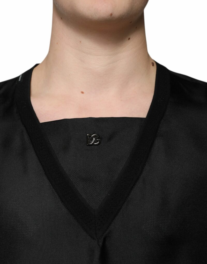 Dolce & Gabbana Black Cotton Square Neck Short Sleeve T-shirt - Image 5