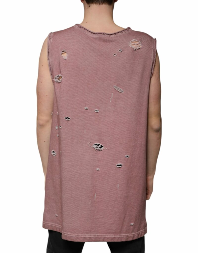 Dolce & Gabbana Brown Cotton Round Neck Sleeveless T-shirt - Image 4