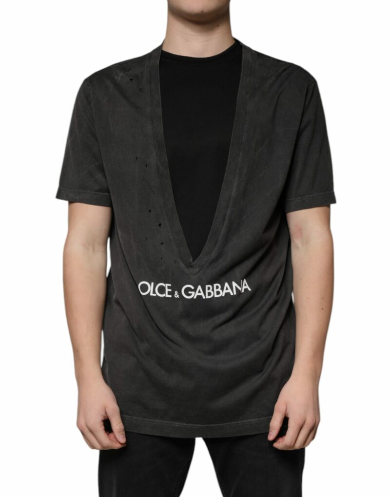 Dolce & Gabbana Black Cotton Crew Neck Short Sleeves T-shirt - Image 2