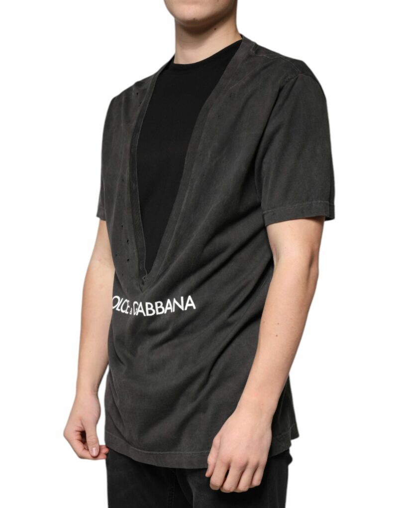 Dolce & Gabbana Black Cotton Crew Neck Short Sleeves T-shirt - Image 3