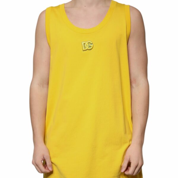 Dolce & Gabbana Yellow Cotton Round Neck Sleeveless T-shirt