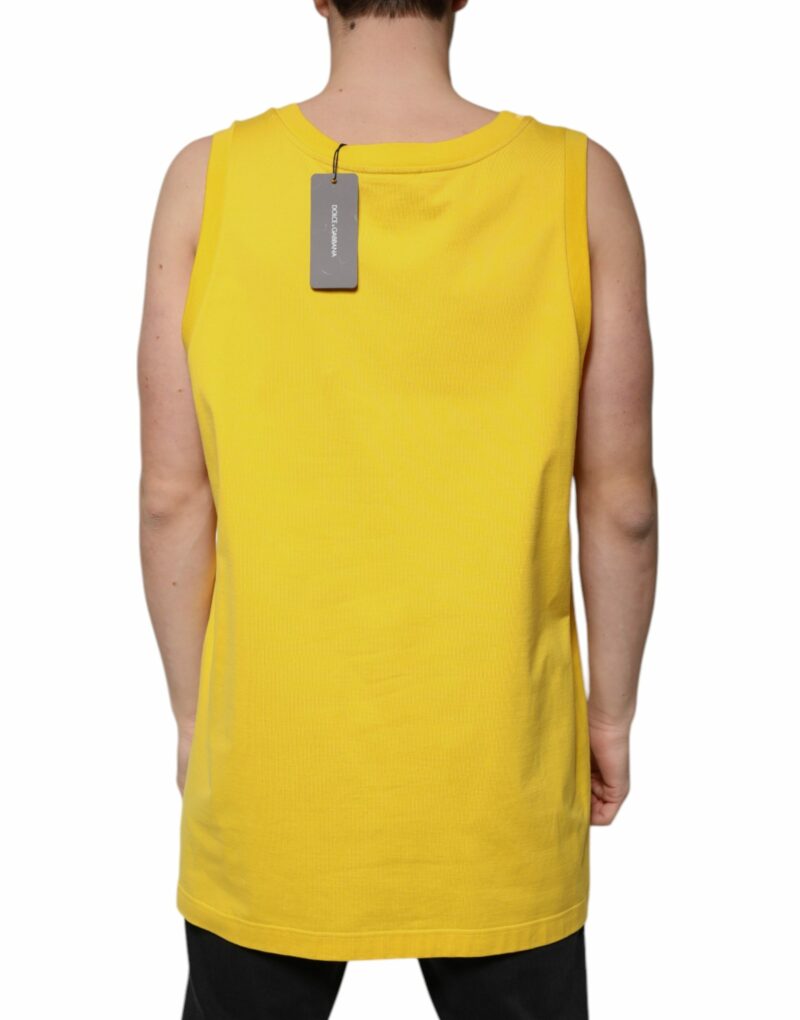 Dolce & Gabbana Yellow Cotton Round Neck Sleeveless T-shirt - Image 4