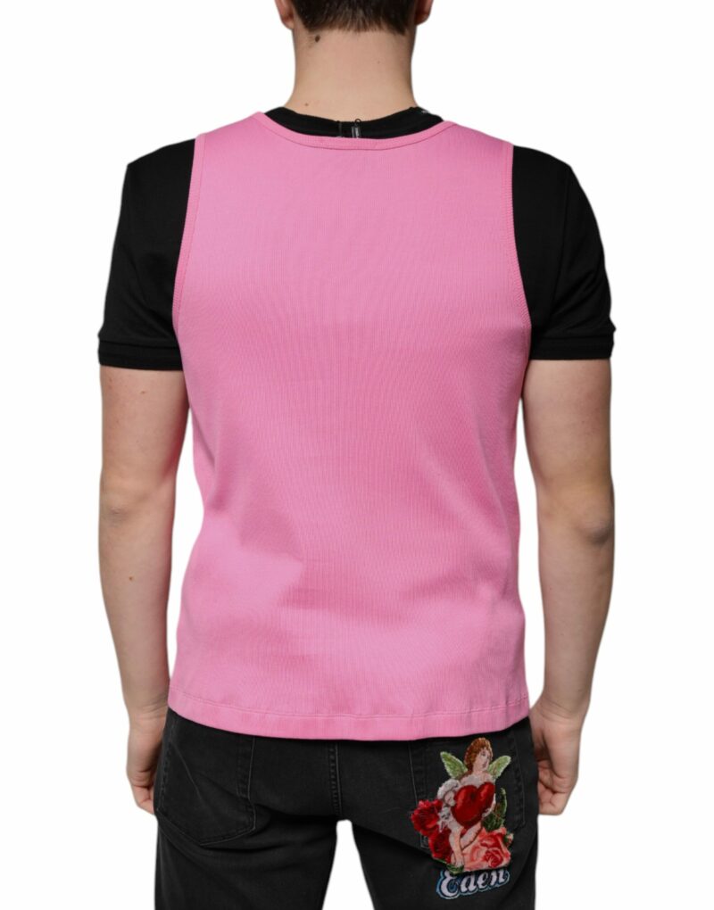 Dolce & Gabbana Pink Cotton Round Neck Sleeveless T-shirt - Image 4