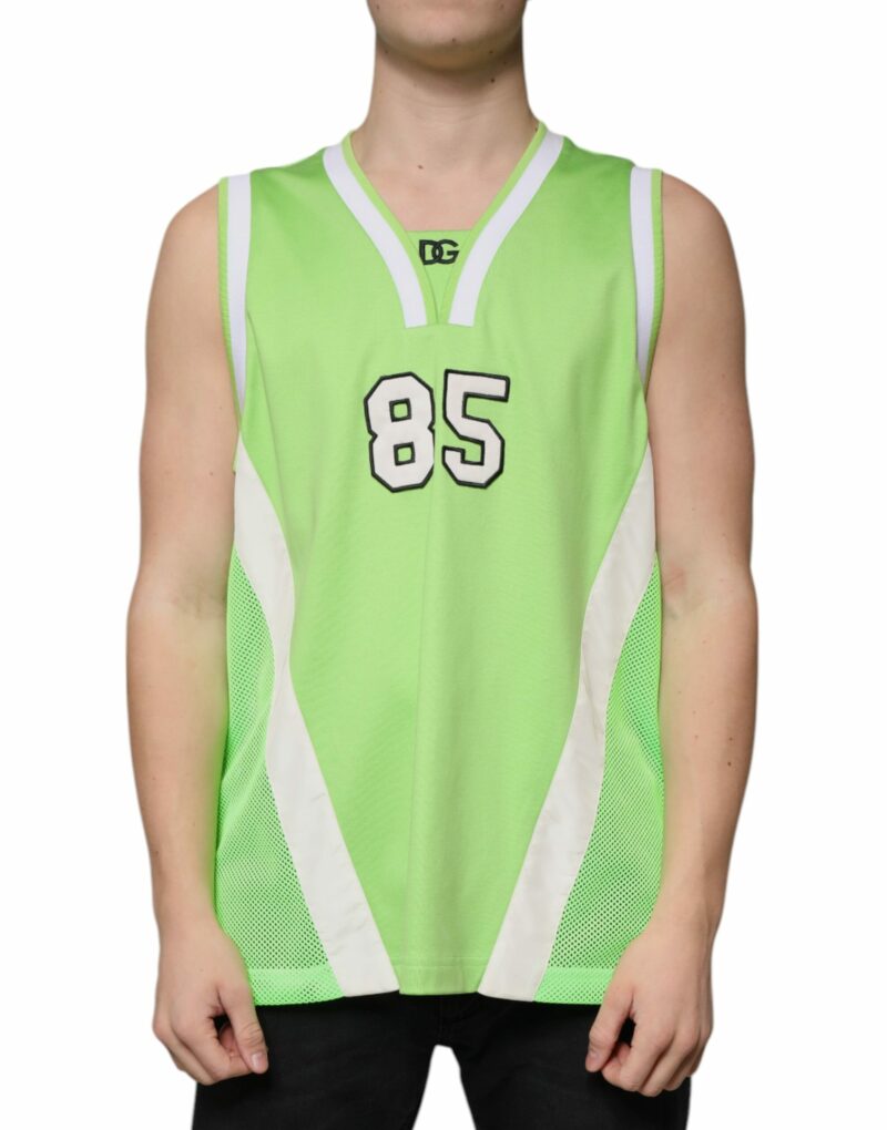 Dolce & Gabbana Green Polyester Jersey Sleeveless T-shirt - Image 2