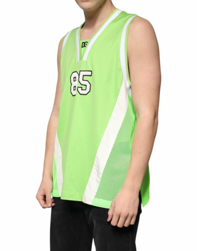Dolce & Gabbana Green Polyester Jersey Sleeveless T-shirt - Image 3