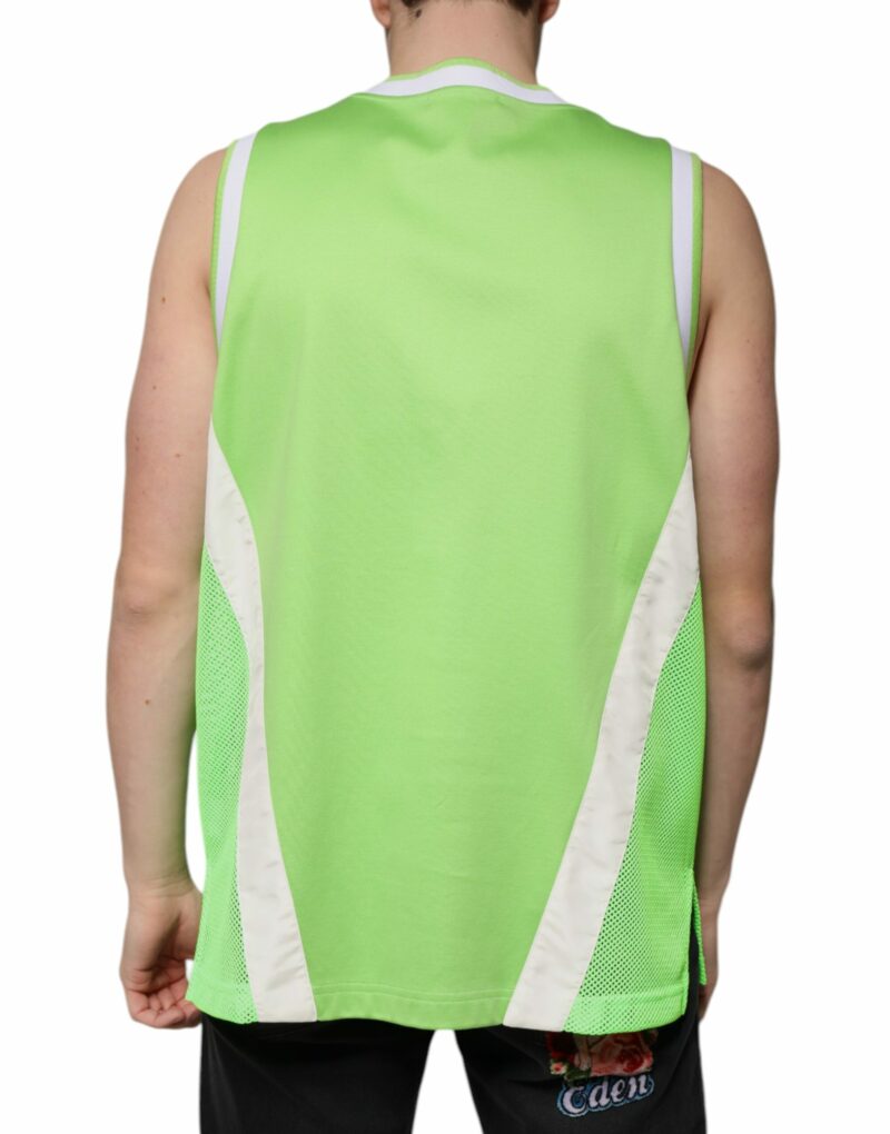 Dolce & Gabbana Green Polyester Jersey Sleeveless T-shirt - Image 4